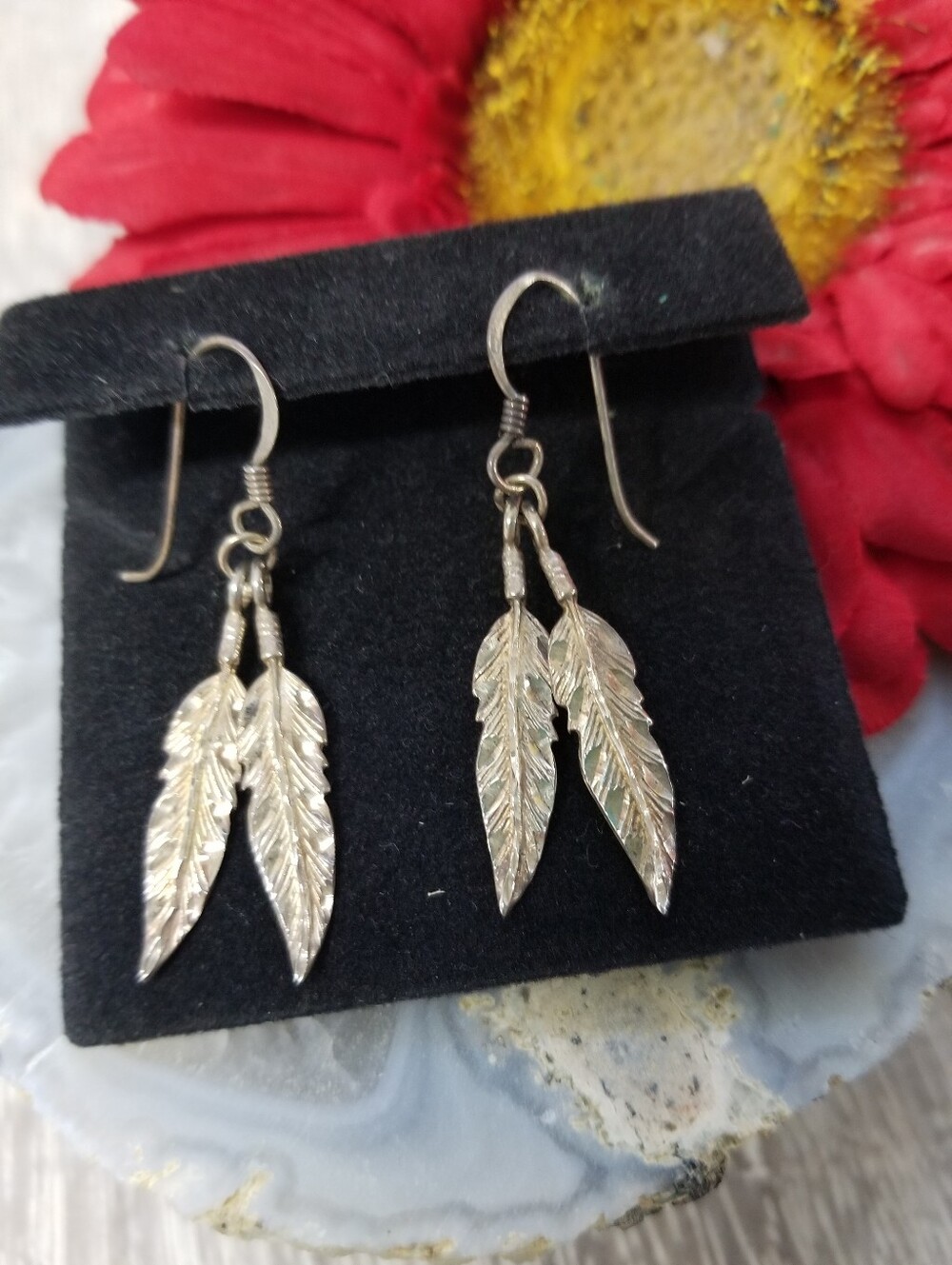 Sterling Silver Feather Earrings